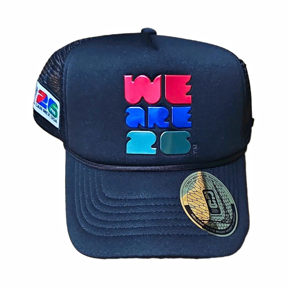 FIFA World Cup 26 We Are 26 Black Foam Trucker Hat Official Licensed CAN/MEX/USA